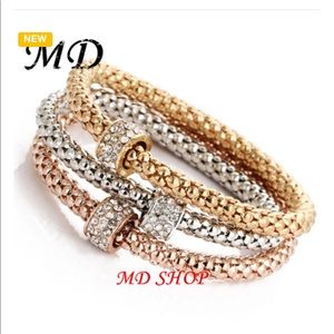 3pcs. fashion rhinestone ball elastic bracelets